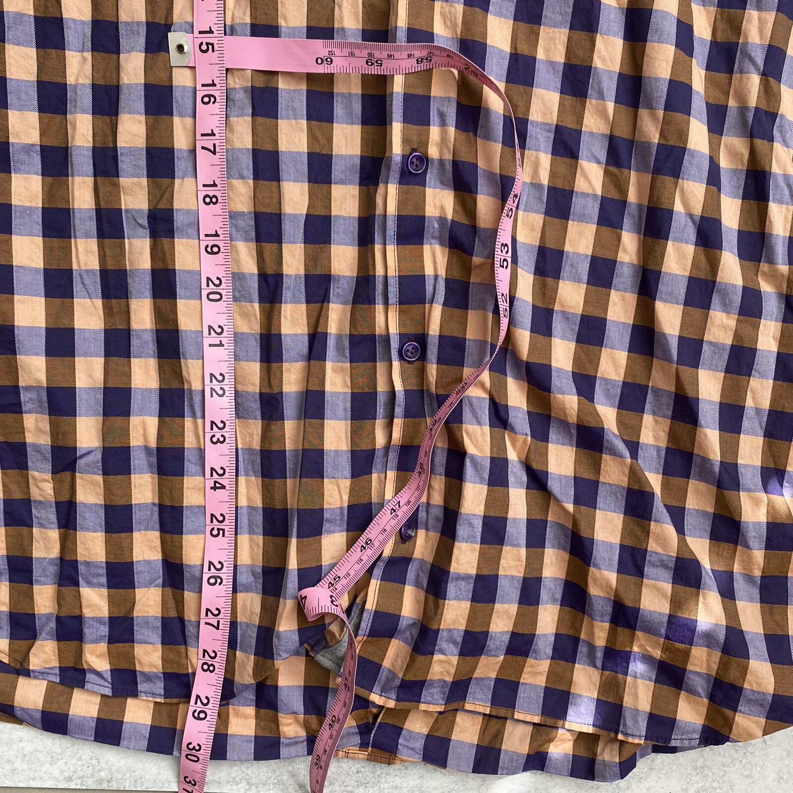 Stone Rose Gingham Button Down Orange Purple 6 XXL - image 5