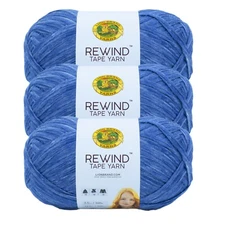 (3 Pack) Lion Brand Yarn 523-109AI Rewind Bulky Tape Yarn, Hawaiian Ocean