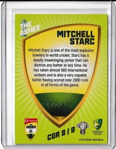 2021/22 CRICKET TRADERS 'ASHES CARICATURES - GREEN' CGR8/9 MITCHELL STARC 72/175 - Picture 2 of 2