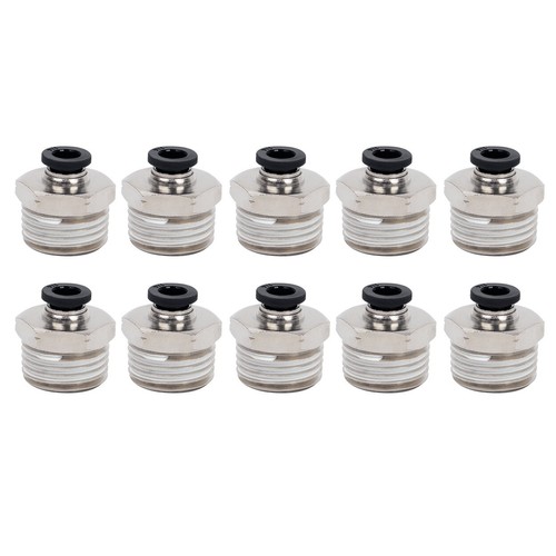 1/4 OD Tube x 1/2 NPT Male Connector Pneumatic Air Push to Connect Fitting 10Pcs