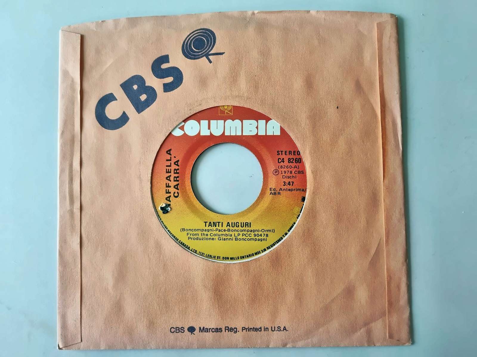 Raffaella Carra' - Tanti auguri 7'' Vinyl Canada