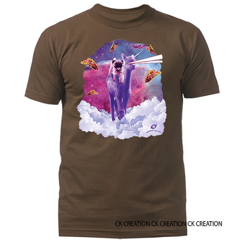 Cosmic Pug Riding Alpacacorn Animal Pet Funny Joke Humor Humorous T-shirt - Picture 4 of 15