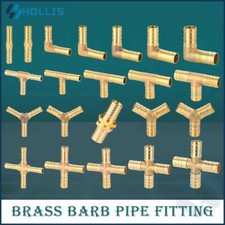 Brass Pipe Fitting Barbed Hosetail Joiner Tubing Connector Air Water Fuel Gas