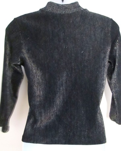 Vintage 1960's Black Lurex-Knit Top/ Sweater, High-Neck, Glam, Goth, Mod, 6-10 - Picture 10 of 12
