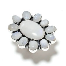 Rainbow Moonstone Gemstone Handmade 925 Sterling Silver Jewelry Ring Size 8 O821