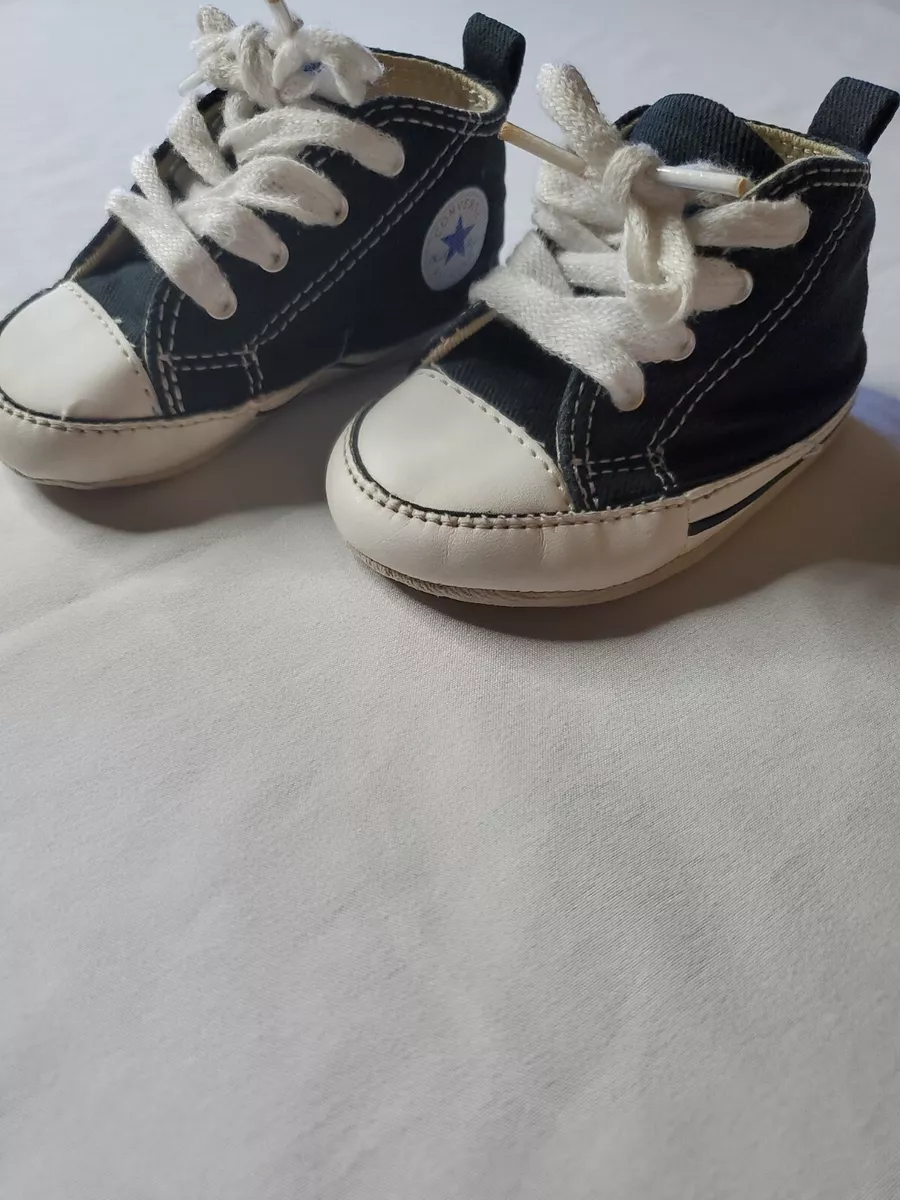 Converse Infant Size 3 First Star Black Canvas Crib Soft Bottom Shoes 8J231 |