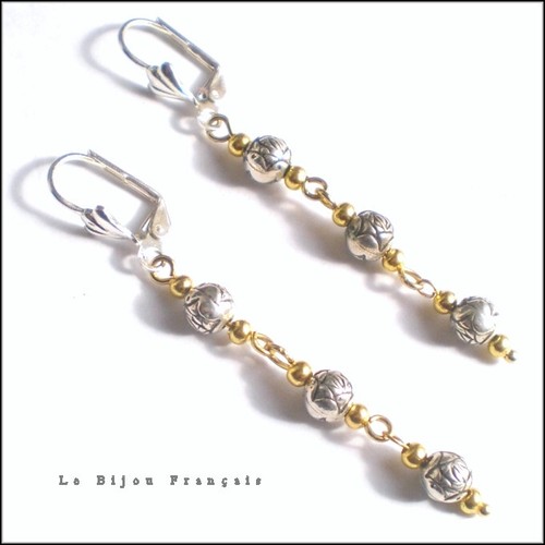 Boucles D'oreilles Pendantes Le Bijou Français Tons Or Et Argent - Dormeuses Acier Inox - Neuf Avec étiquettes