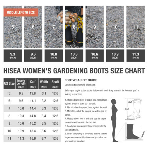 HISEA Women Waterproof Rain Boots Neoprene Rubber Mud Garden Snow Barn Working - Picture 15 of 63