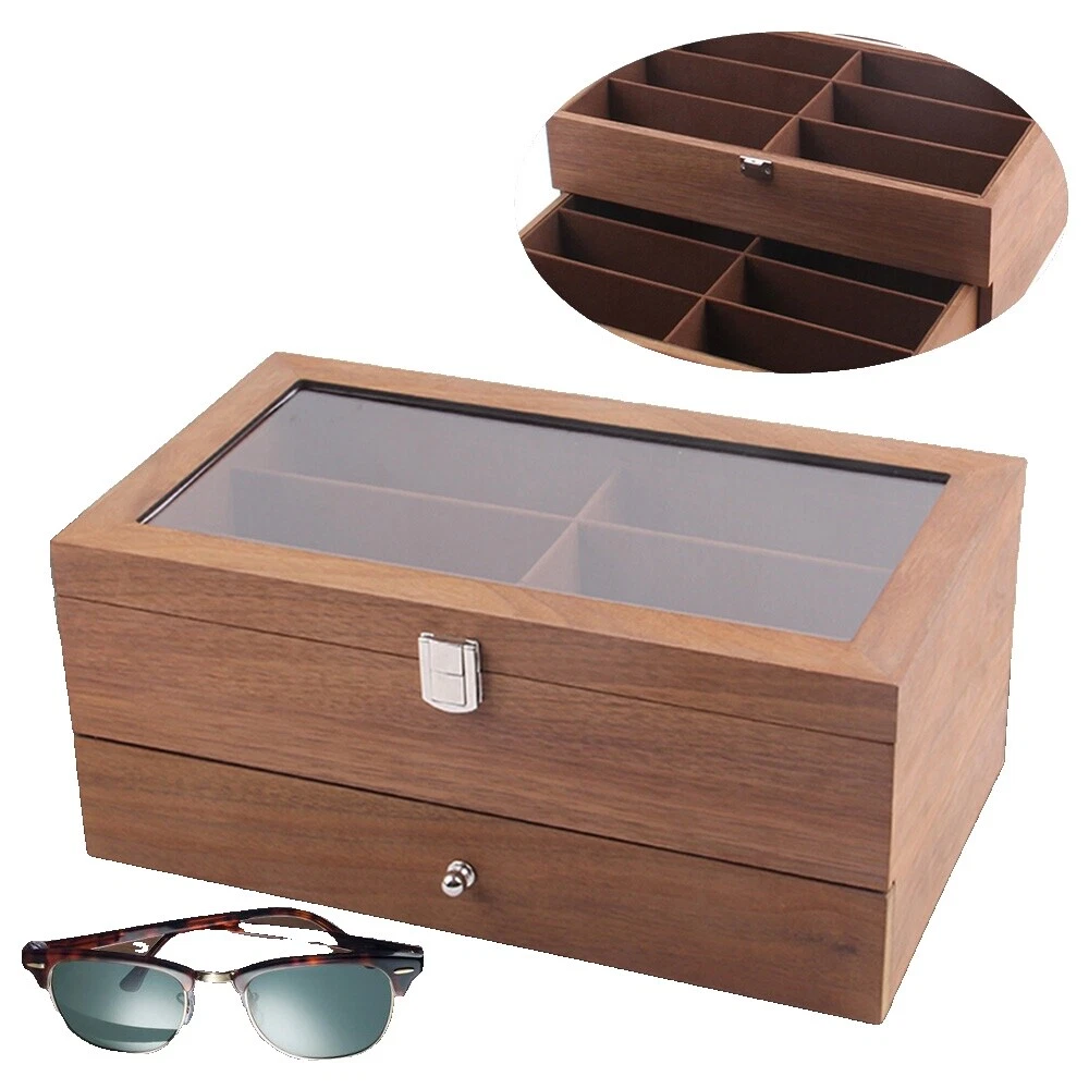 Gafas marrón de madera almacenamiento y estuches para Gafas