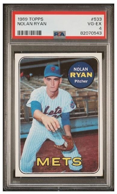 VINTAGE 1969 Topps NOLAN RYAN # 533 --▷HOF !!!◁- NY Mets - PSA 4