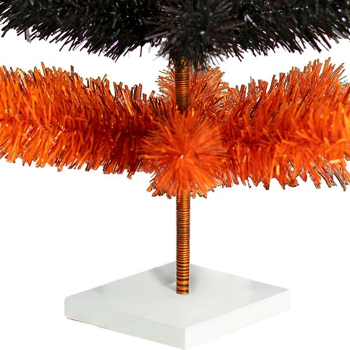 Halloween Themed Orange and Black Layered Tinsel Christmas Tree Stand Included - Picture 6 of 28