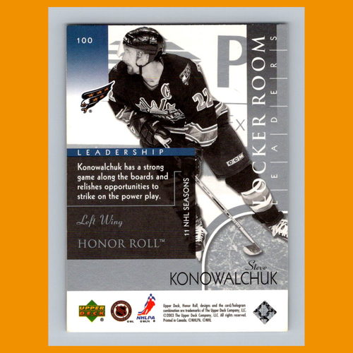 Steve Konowalchuk #100 2002 Upper Deck Honor Roll Washington Capitals Hockey NHL - Imagen 2 de 3