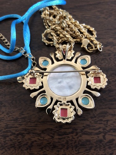 Coral & Turquoise14K GP Set Necklace Earrings and Ring Gold Chain, Cord Necklace - Bild 9 von 12