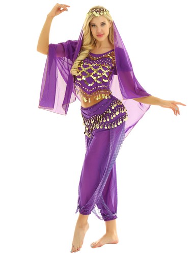Damen Tanzbekleidung Laterne Kostüm Harem Outfit Cosplay Tanz Schal Bauch Sets - Bild 37 von 139