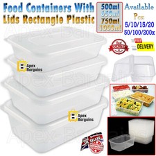 500/1000ml Food Containers +Lids Rectangle Takeaway Microwave Safe Storage Boxes