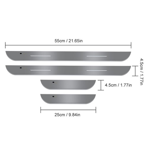 4Pcs Car Door LED Sill Light USB Rechargeable Wireless Welcome Atmosphere Light - Foto 2 di 13