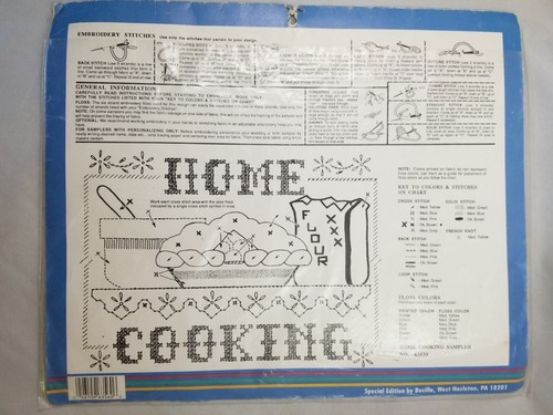 Bucilla "Home Cooking" Stamped Linen Size Approx 7" x 9" - Picture 2 of 2