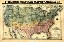 1860s Bacon's Military Map of America - Civil War Map Poster - 20x30