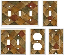 ITALIAN TUSCAN TILE COLORS 5 IMAGE LIGHT SWITCH COVER PLATE OT OUTLET U PICK