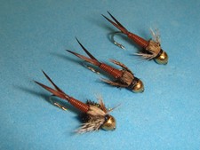 FLY FISHING FLIES - Brown BH COPPER JOHN Mayfly Nymph size #18 (6 pcs.)