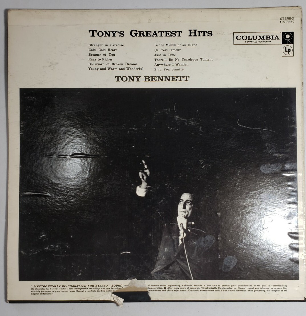 Tony Bennett Tony's Greatest Hits Vintage Vinyl Record LP Album