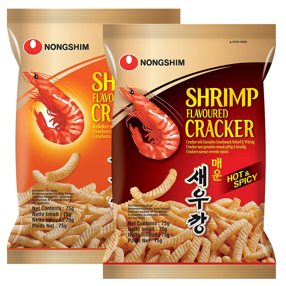 Galleta de camarones Nongshim 75G (paquete de 12) lista para comer