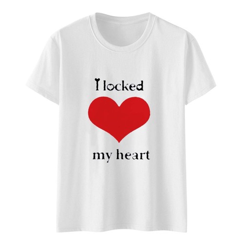 Fashion Valentine's Day Love Printed T-shirt Round Neck Short Sleeve Tops Blouse - Picture 10 of 28