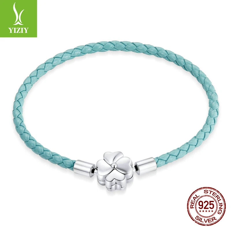 VALENTINO Bracciale Corda Moda Argento Sterling 925 Pelle Catena Gioielli Donna Ragazze NUOVO