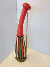 Vintage HANDCRAFTED WOVEN VINYL GLASS BOTTLE DECANTER ITALY 17.75" t 1960's