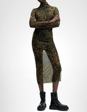 ALLSAINTS Tia Mesh Maxi Dress Size 12 Teresa Khaki Green Retail $229