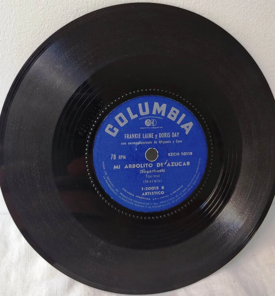 Doris DAy + Frankie Lane 7" (but 78rpm) rare vinyl record Argentina edition - Image 3 of 4