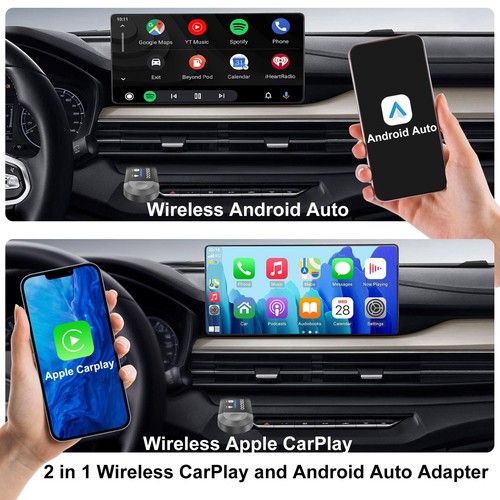 2in1 Wired to Wireless CarPlay Android Auto Adapter for OEM Car Stereo With USgt - Picture 4 of 11