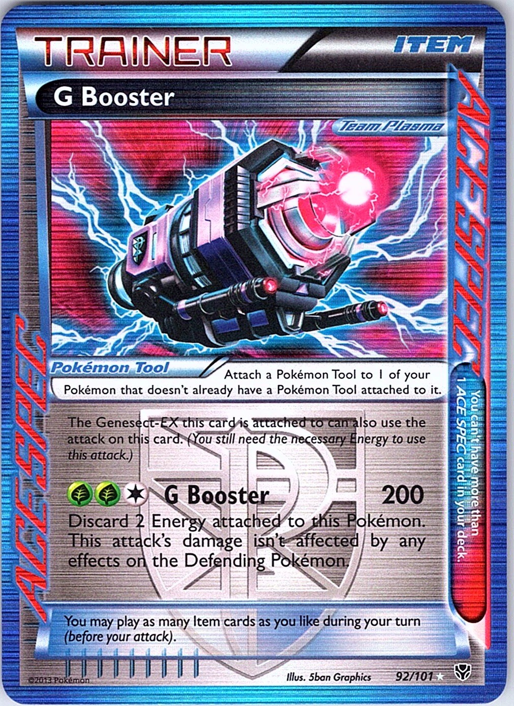 G Booster (Team Plasma) Holo Rare Ace Plasma Blast 92/101 NM