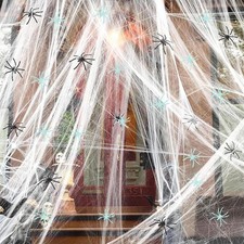 300 Sqft Halloween Spider Web Decorations, with 10 Glow and 10 Black Fake Spi...