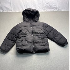 Swiss Tech Boy Black Hooded Puffer Jacket Fleece Lined Size S 6-7 SW51000138966D