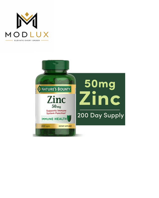 Nature's Bounty Zinc 50mg Caplets, Immune & Antioxidant Support, 200 Ct