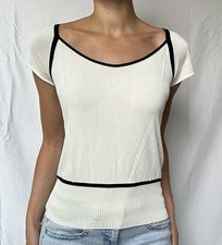 Max Mara Italy Contrast Ribbed Knit Top Y2K 9...