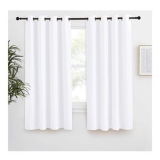White Grommet Top Light Filtering Curtains Set of 2