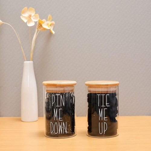 MOMEEMO Apothecary Jars with Lids Storage 10 Ounces, Hair Ties & Pins - Picture 5 of 7