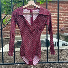 Vintage Aris Isotoner Body Beauty Floral Bodysuit Size S