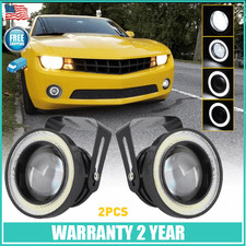 Universal 3 2pcs Round Projector Led Drl Halo Angel Eye Fog Driving Lamp Us New