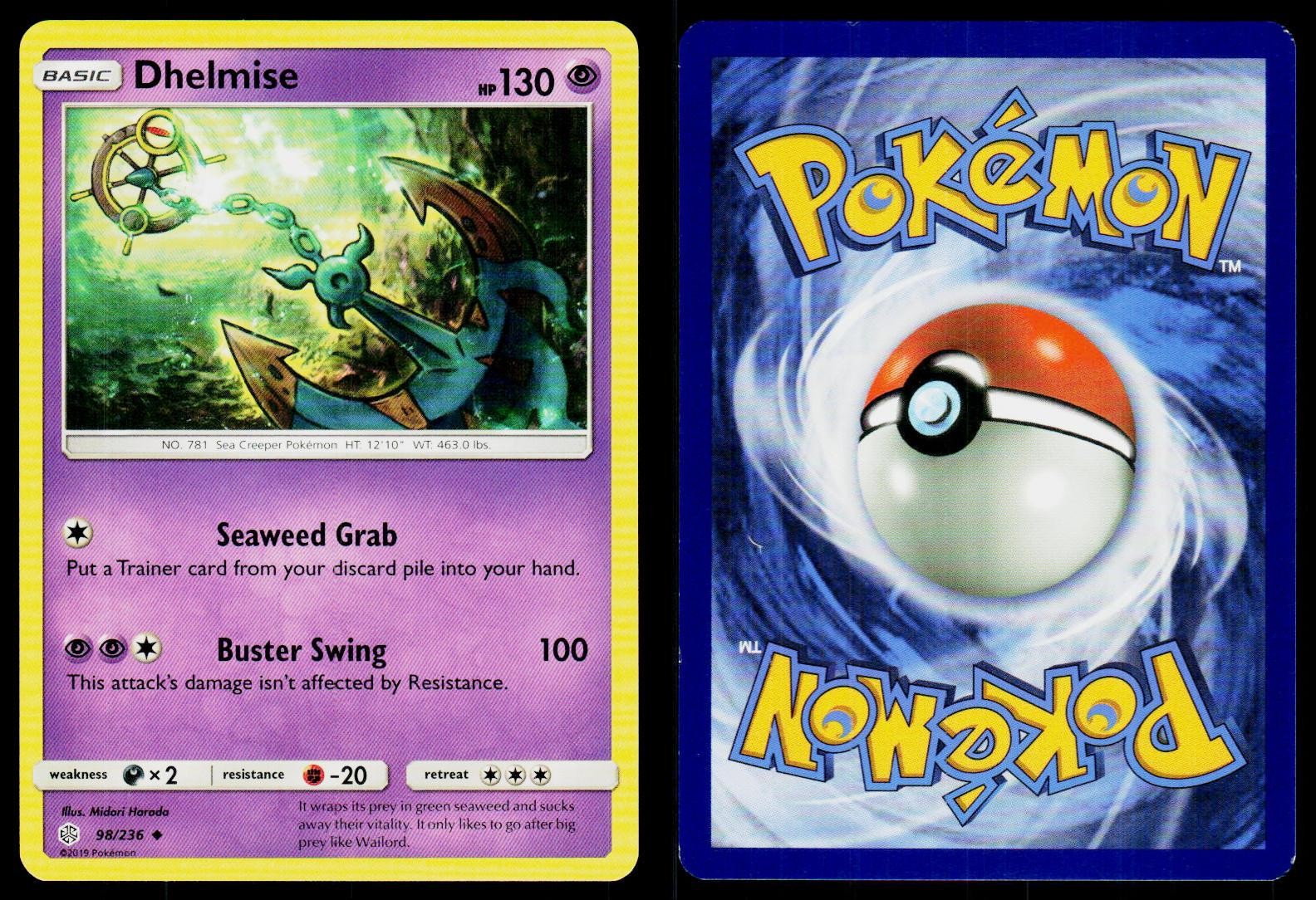 DHELMISE 98/236 UNCOMMON COSMIC ECLIPSE POKEMON LP
