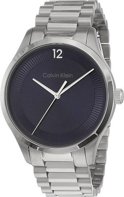 Calvin Klein CK25200225 Iconic Unisex Uhr Analog Edelstahl Blau Silber Schlicht