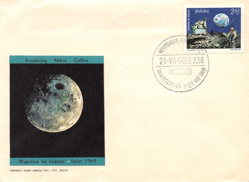 APOLLO 11 MISSION TO THE MOON POLISH COVER/CACHET FDC  SC# 1674