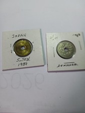 World Coins - Set of 2 Holed Coins - Japan and Denmark