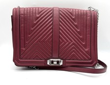 Rebecca Minkoff Jumbo Love Deep Red Leather Crossbody Shoulder Bag Geo Chevron