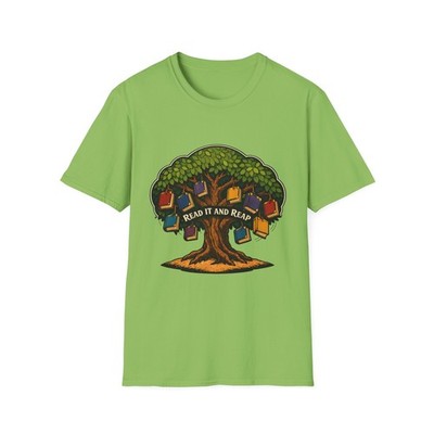 Unisex Softstyle T-Shirt Book Tree Reading Wisdom Knowledge Library Magic