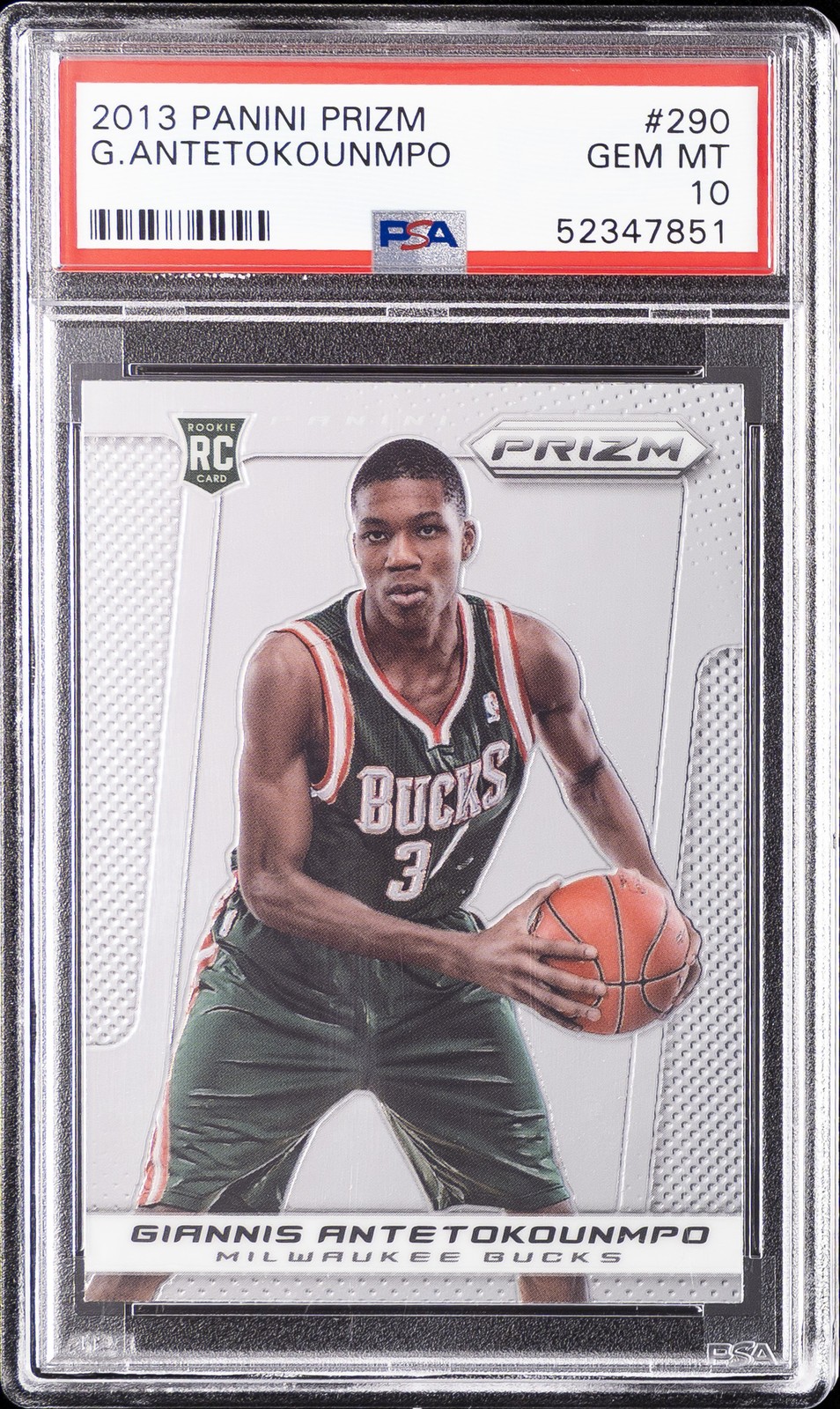2013 PANINI PRIZM #290 GIANNIS ANTETOKOUNMPO ROOKIE RC PSA 10