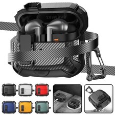 For Samsung Galaxy Buds 3Pro/3/3FE Fiber Stripe Shockproof Case Down Flip Stand