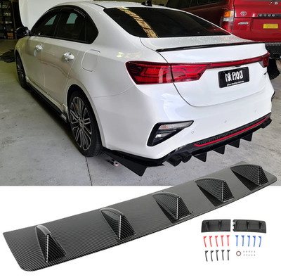 For Kia Cerato G Rear Diffuser Bumper Spoiler Splitter Body 5-Fins Carbon Fiber
